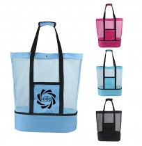 Mesh Beach Tote Bag with Detachable Insulated Cooler